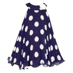 Jessica Ann Toddler Navy Blue & White Polka Dot Special Occasion Dress